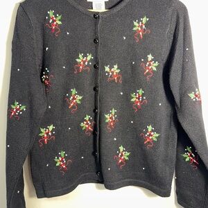 Vintage Holiday Embroidered Christmas Cardigan